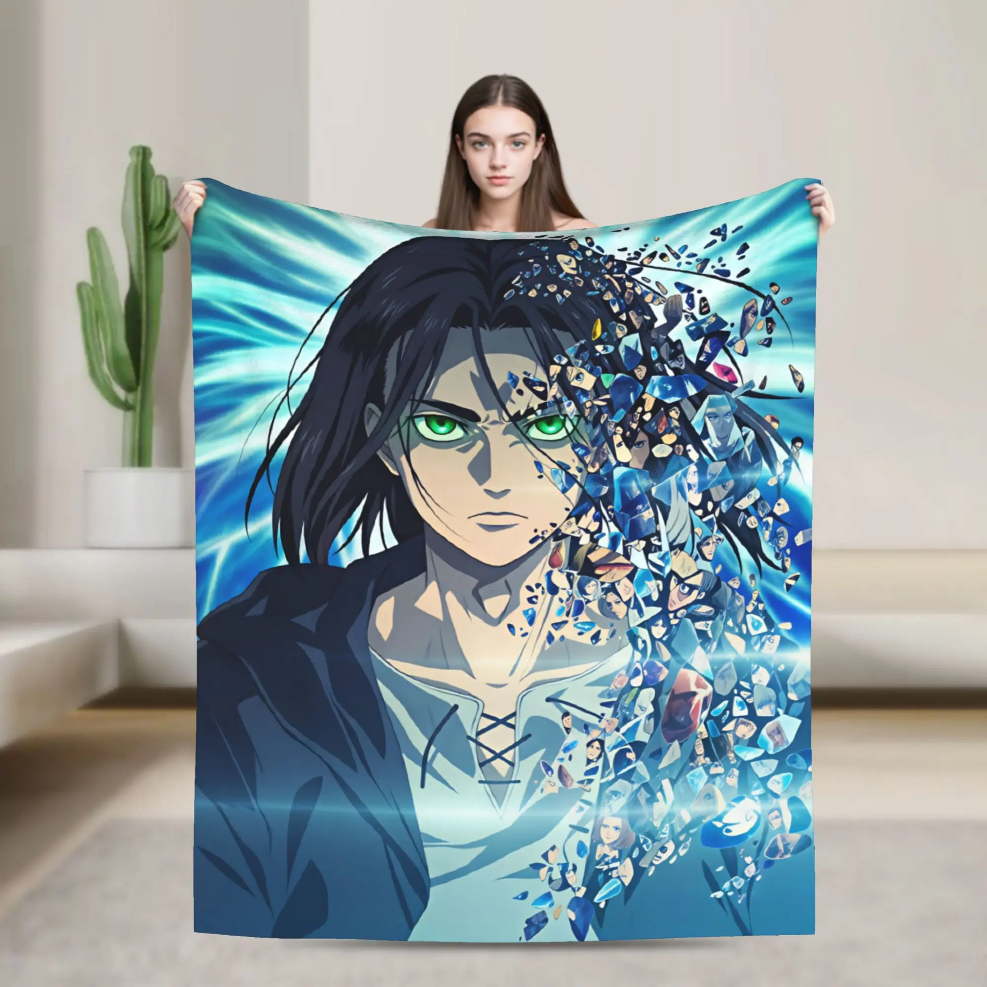 Warm Soft Blanket Camping Attack On Titan Throw Blanket  Flannel Bedspread For Couch Chair Aesthetic Sofa Bed Cover