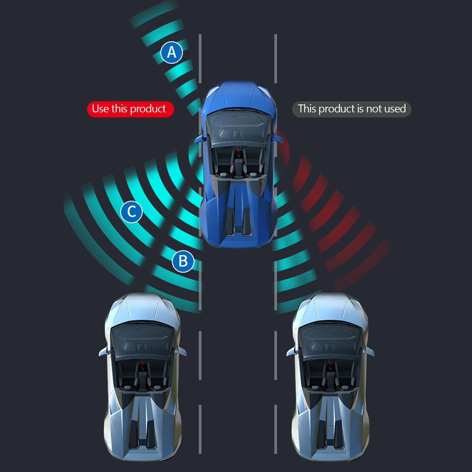 1 pz 3 in 1 rotazione di 360 gradi specchio punto cieco su tre lati specchietto convesso punto cieco retromarcia, destro e sinistro