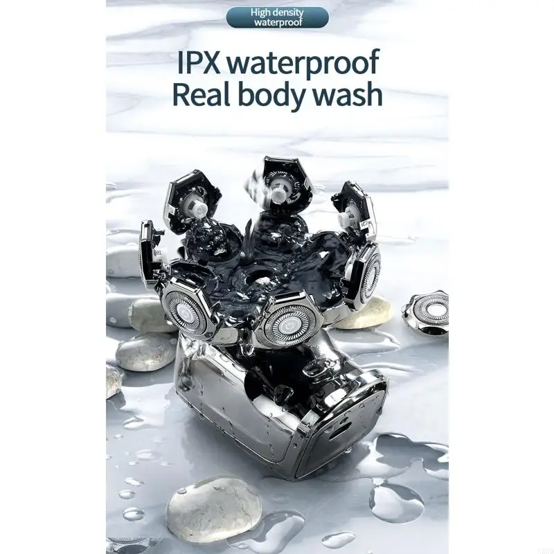 อัพเกรด 6 in 1 ไฟฟ้าสำหรับหัวล้านมีดโกนสำหรับเครื่องโกนหนวดหัวโกนหนวดและแห้งสำหรับผู้ชายที่มี IPX6 คลาสกันน้ำและ LED disp n58d