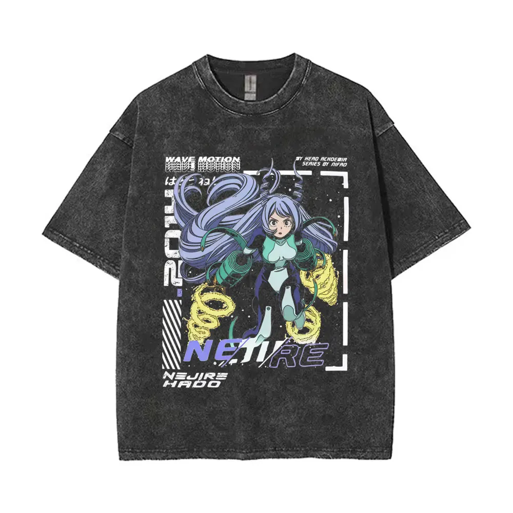 

Washed Vintage Anime My Hero Academia T-shirt Kawaii Cute Nejire Hado Graphic T Shirt Men Women Casual Cotton Oversized T-shirts