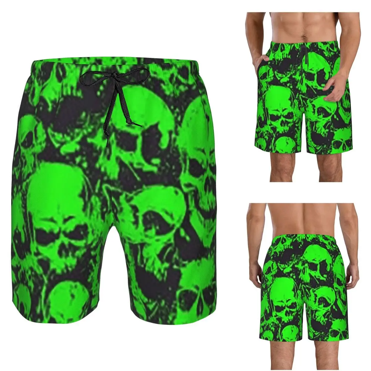 Ghost Skull Print Luminous Horror Night Halloween Trunks Beach Board Shorts Casual Quick Dry Swim Summer Men Pants