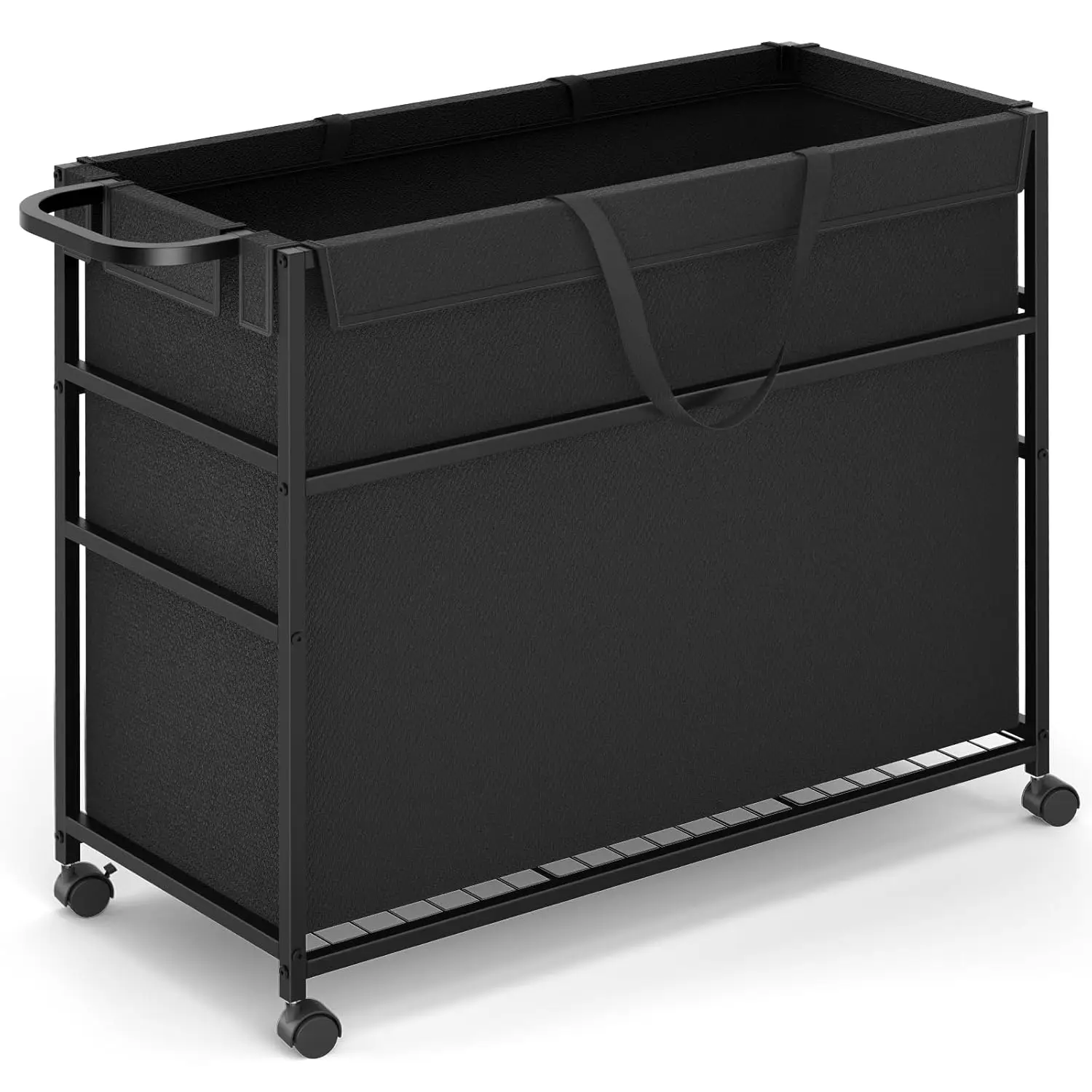 

Commercial Trash Can Cart, 51.5Gal Office Trash Cart (2 Lockable), Recyclable Cardboard Box/Paper Organizer,