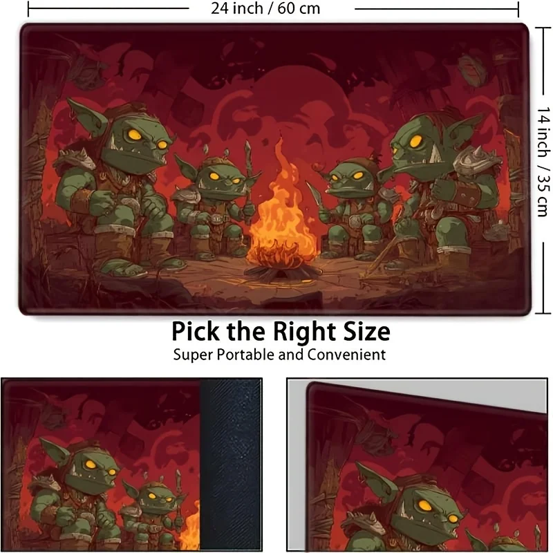 Epic Goblin Campfire Playmat Compatible for Tabletop RPG Games Non-Slip Gaming Board with Goblin Campfire, Card Game for Gamers,