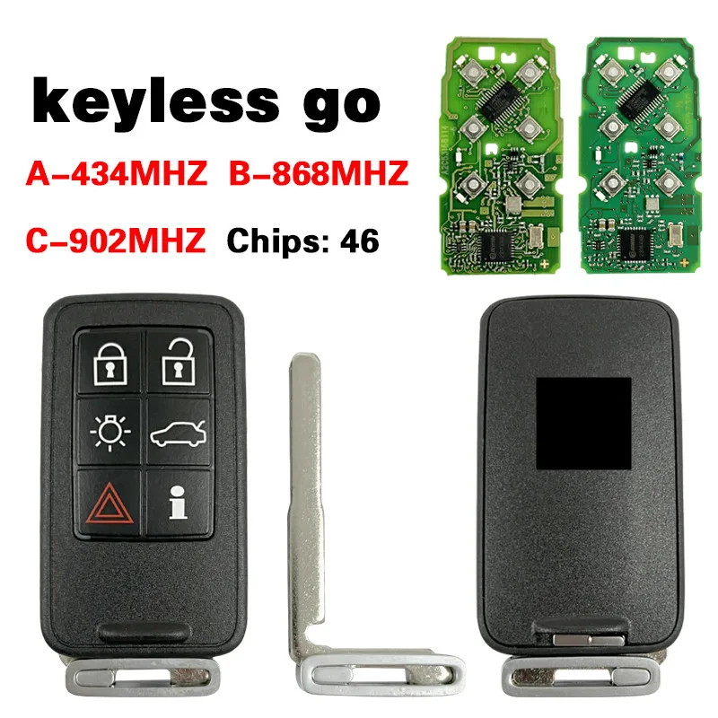 CN050020 Suitable for VOLVO 6 button intelligent remote control key original board sub shell 434/868/902MHZ 46 chip