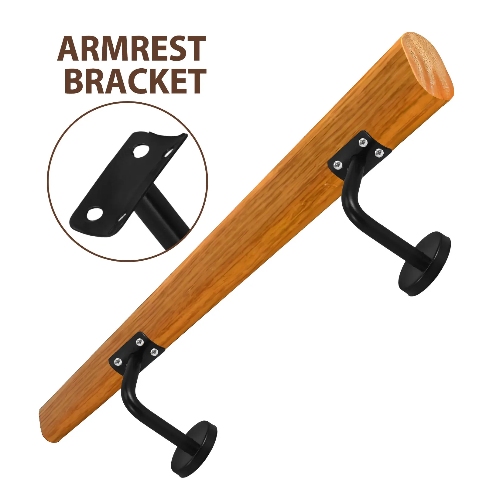 Black Painted Stainless Steel Wall Mount Stair Handrail Bracket Heavy Duty Solid Support for Indoor Outdoor Staircase Railing