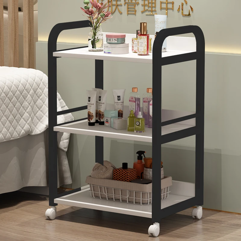 Kapper Houten Meubelen Trolley Rollende Lade Hulpkar Salon Metalen Tool Manicure Ronde Make-Up Utility Rollwagen Tattoo