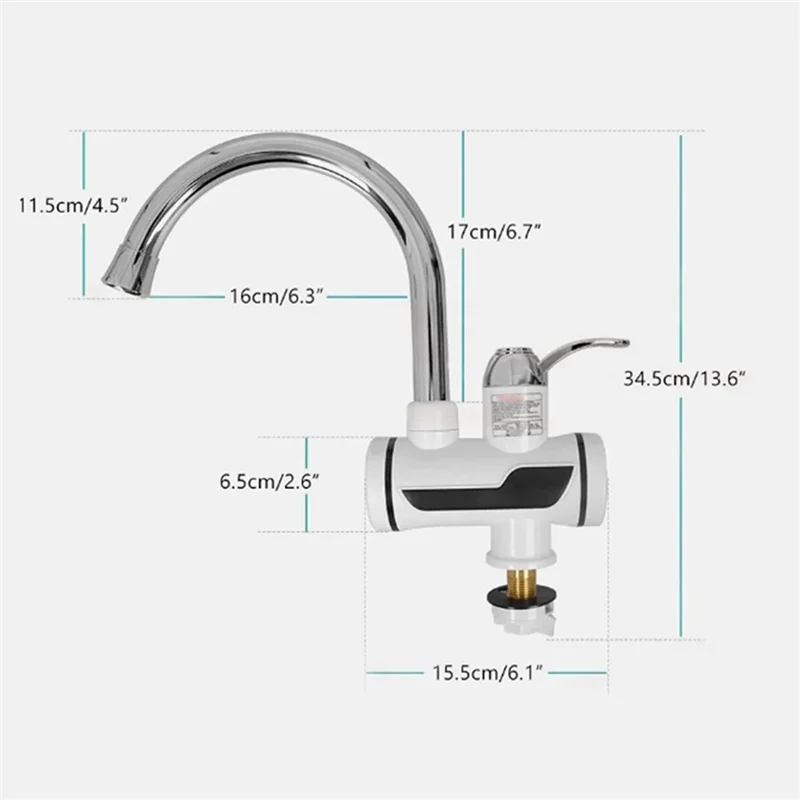 MOPHE-EU Plug Compatible 3000W Electric Hot Cold Mixer Tap Instant Heating Faucet 360 Degree Rotation Fast Digital Kitchen Bathr
