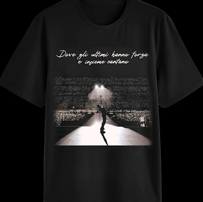 Italian Male Singer Ultimo T-Shirt | Showcasing Strength and Voice Amidst Adversity | Casual Crew Neck, Regular Fit