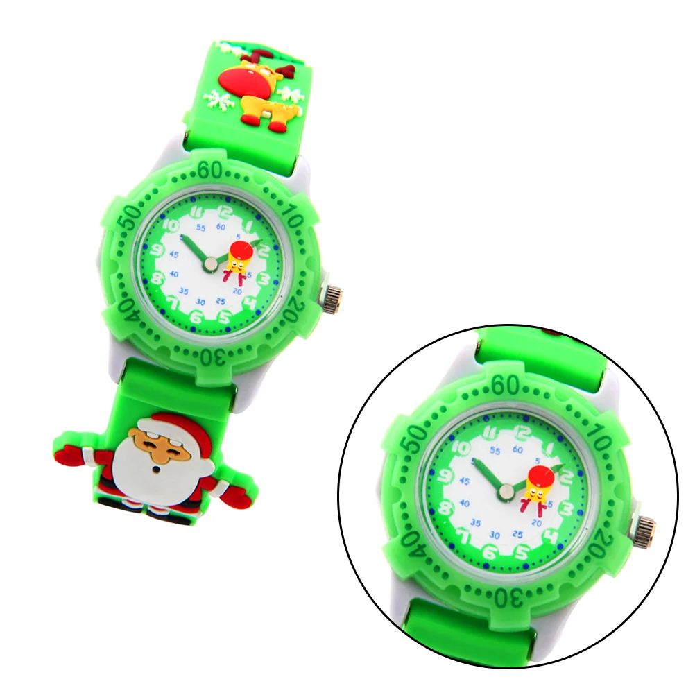 

Christmas Themed Kids Watch Pupils Wrist Watch Adorable Quartz Watch Kids Birthday Gift for Kids Children Green