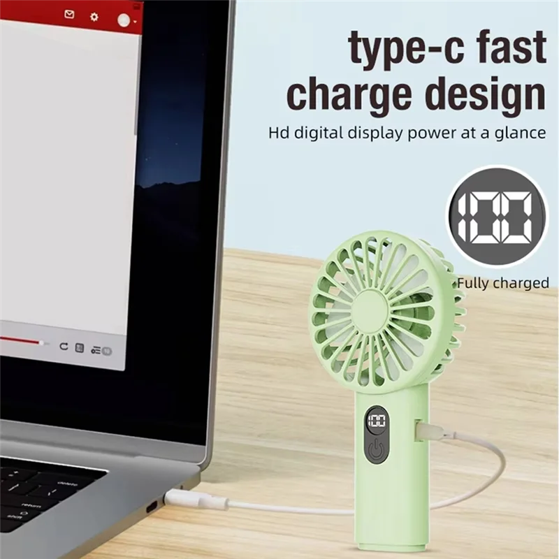 ABDJ-для использования в помещении и на открытом воздухе USB ручной мини-вентилятор портативный вентилятор 3-скоростной вентилятор с быстрой зарядкой и цифровым дисплеем для макияжа путешествий