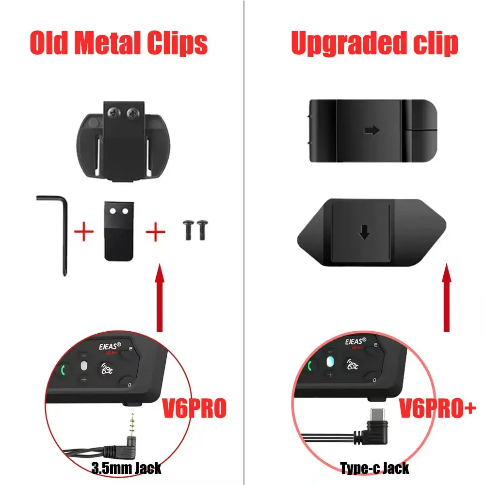 6/1PCS Motorcycle Helmet Intercom Mounting Clip Double-Sided Tape Base for EJEAS V6 PRO+/V4PLUS/Q7/V7 ​Helmet Bluetooth Intercom