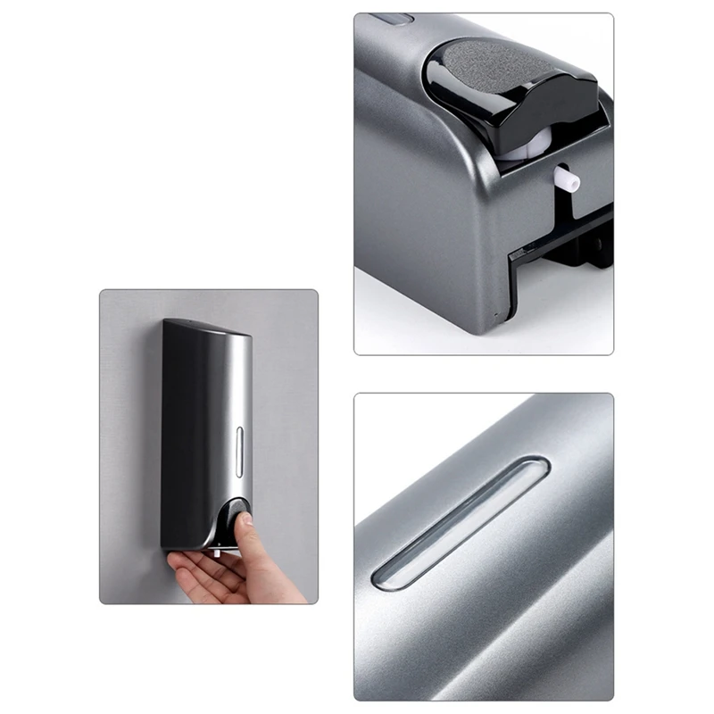 Wall Mounted Manual 300ML Soap Dispenser Hand Gel Dispenser Grey Easy Install For Bathroom Offices Restaurants Hotel