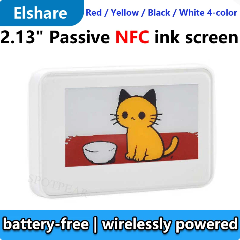 

2,13-дюймовые пассивные чернила для электронной бумаги NFC (G), красный/желтый/черный/белый экран, не требуется батарея, беспроводная передача питания и передача данных
