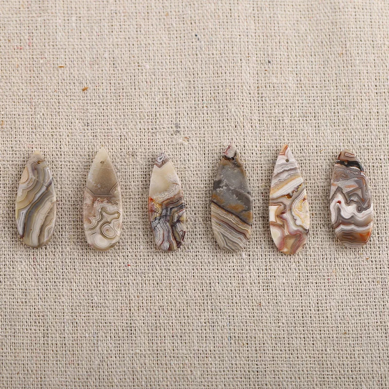 B&F Water Drop Crazy Lace Agate Pendant Beads, Handmade Natural stones beads, Polished Stones for jewelry Making Supplies