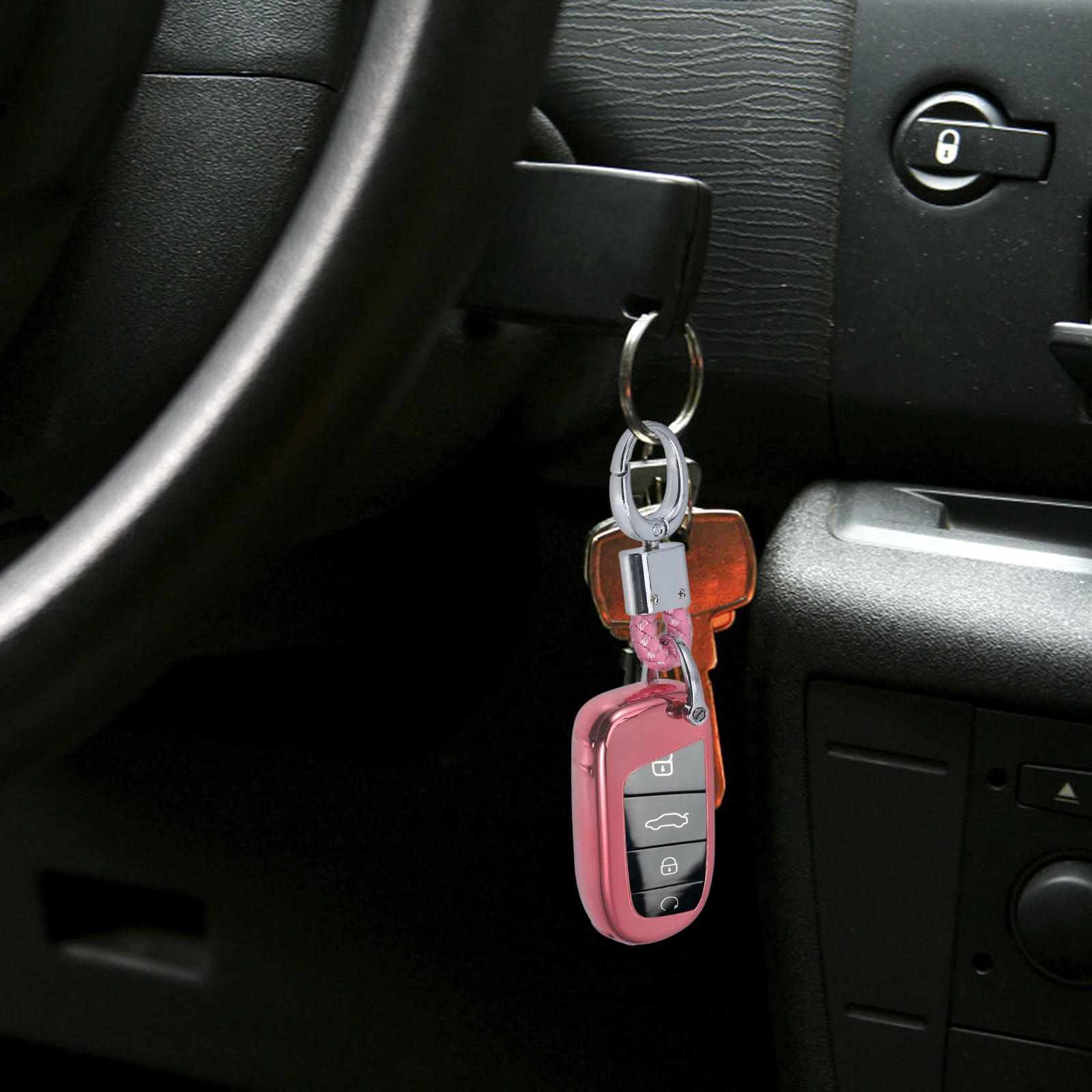 

Key Bag Fob Cover Tpu Protective Case for Car Keys Replacement Rose Gold Color Fits Gr Compass