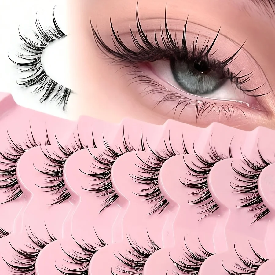 7 pairs of Japanese and Korean style false eyelashes -3D natural effect, easy to wear, reusable, instantly magnifying eyes, segm