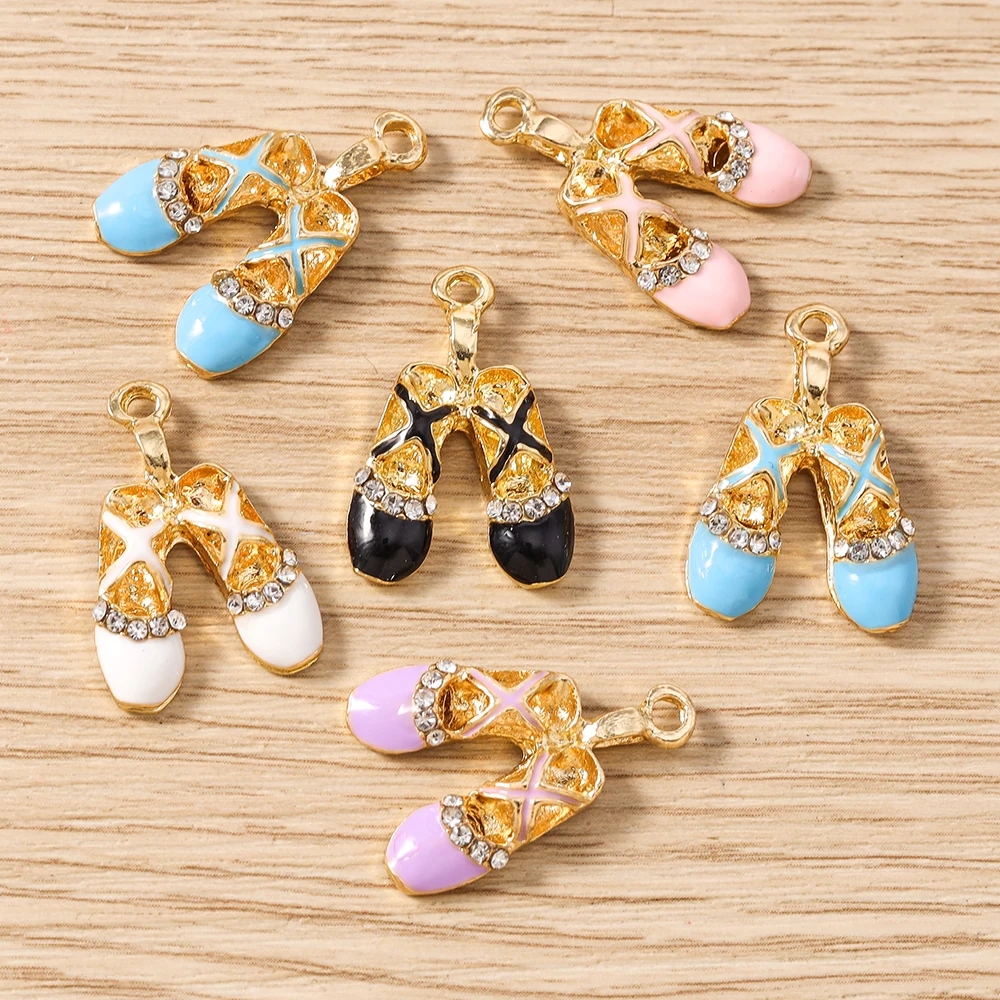 Tusember 10pcs Enamel Dancing Ballet Shoes Charms Pendants for Jewelry Making Earrings Necklace DIY Bracelet Accessories