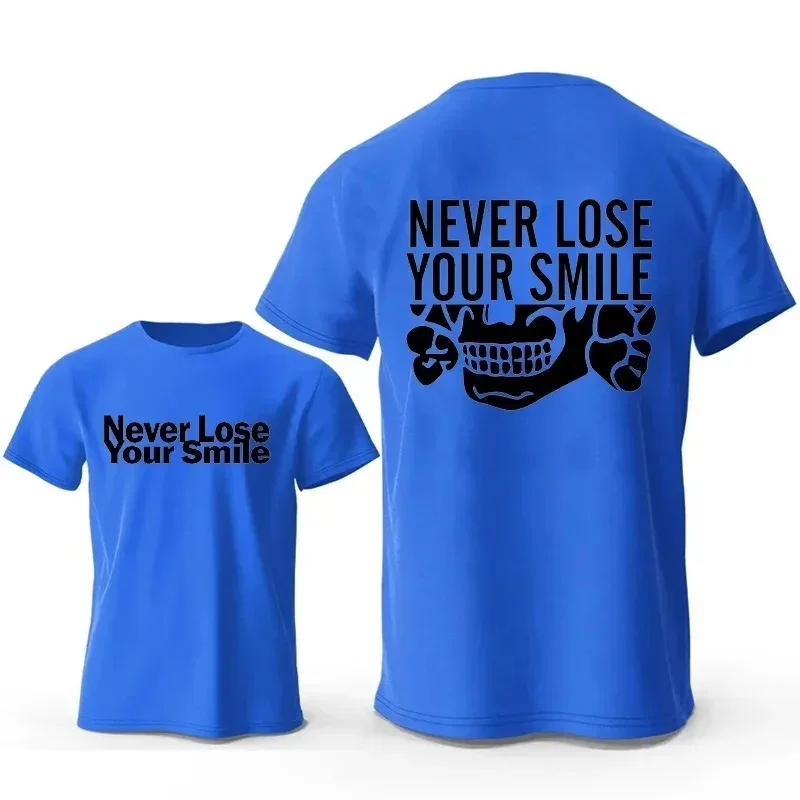 تي شيرت فضفاض بأكمام قصيرة ورقبة دائرية مقاس أوروبي لا تفقد ابتسامةك كبيرة الحجم وناعمة ومريحة