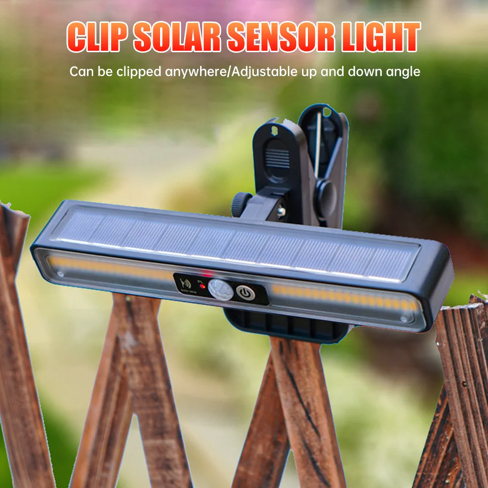 Solar Human Body Induction Light Powerful Clip Outdoor Waterproof Solar Fence Light Portable 36LED Ultra Bright Emergency Light