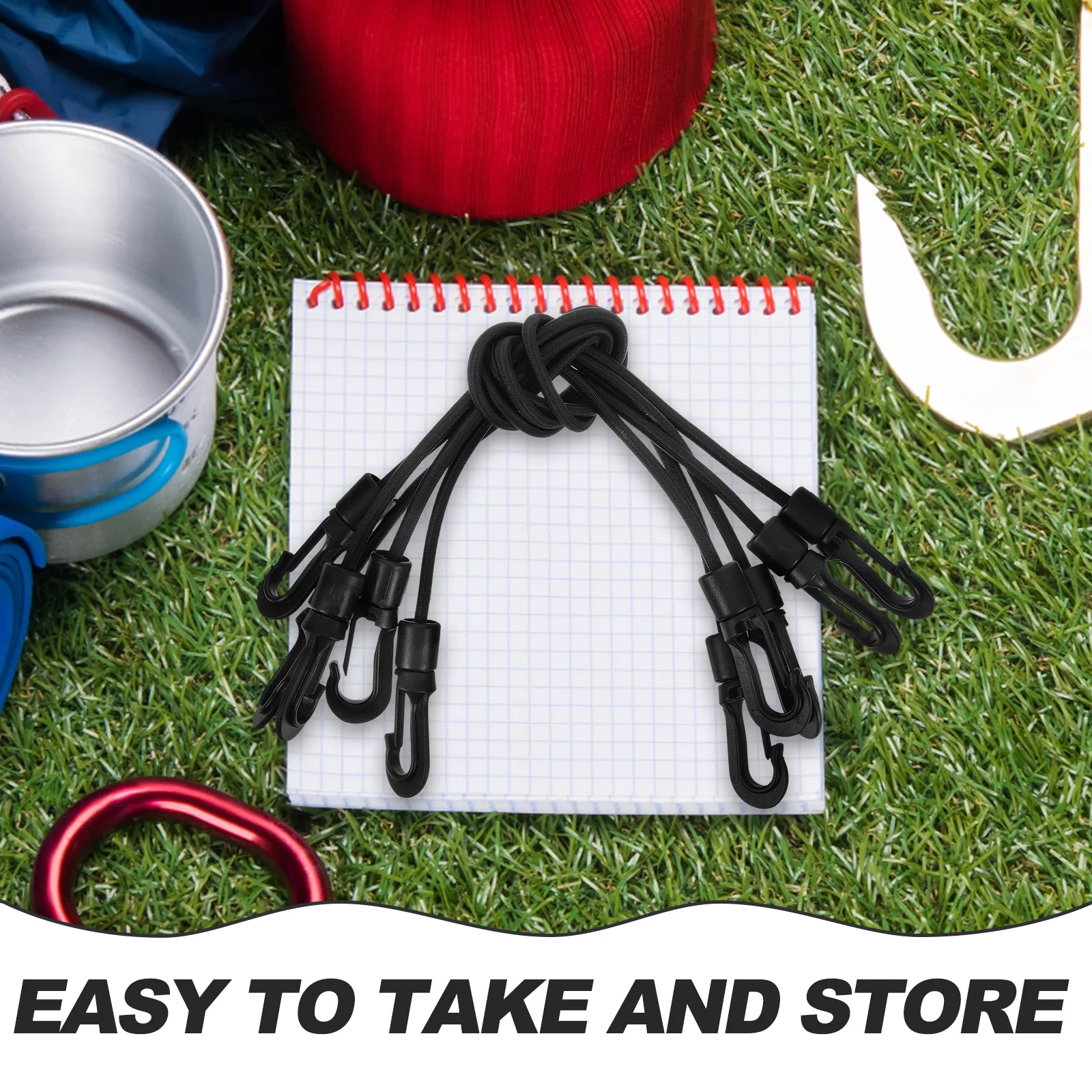 

5pcs Kayak Elastic Rope 4mm Thick Rubber 30cm Double Hooks Camping Supplies Small Tie Down Strap Outdoor Accessories Portable