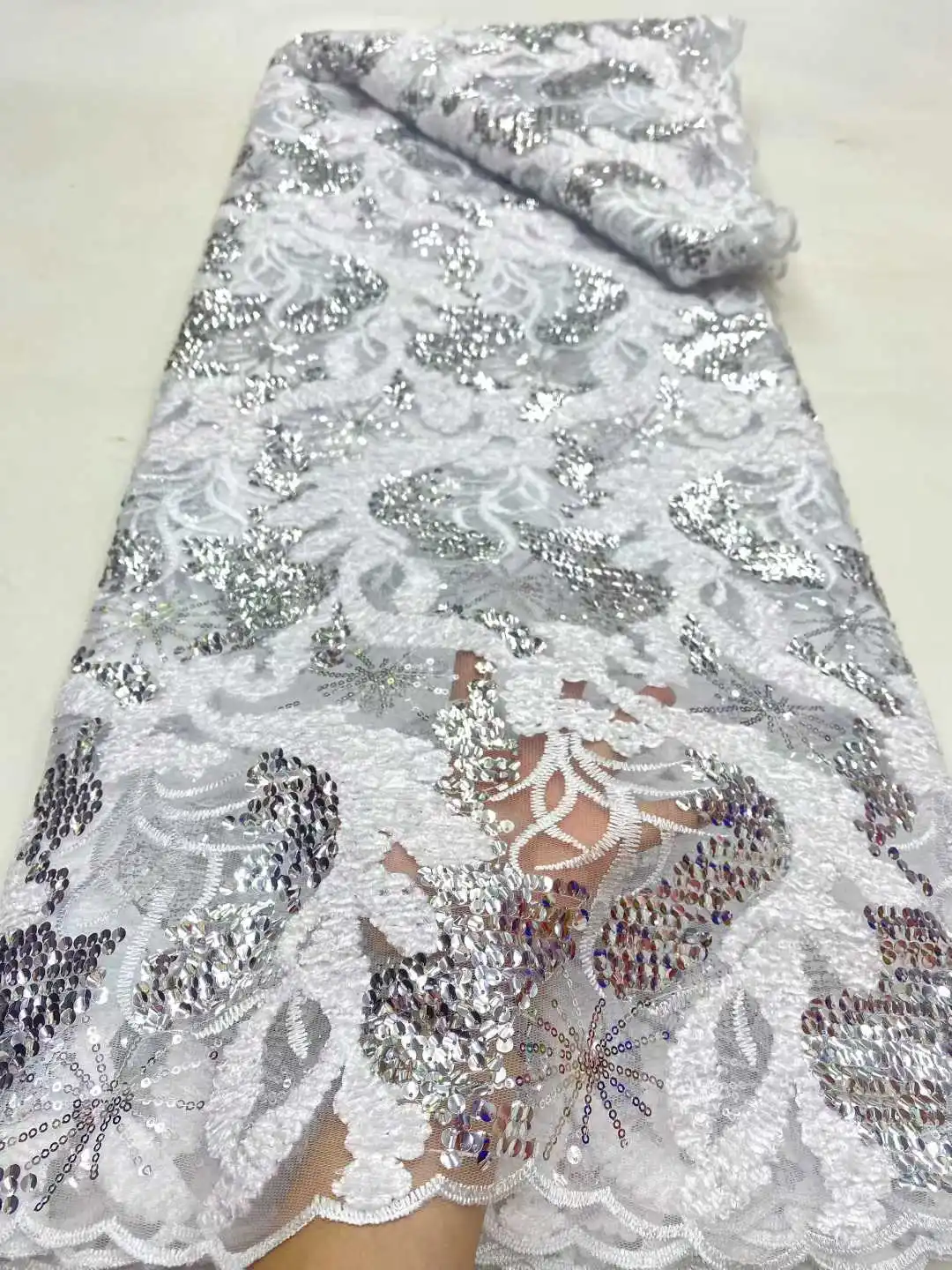 

Модные новейшие нигерийские кружевные ткани, женские африканские тюлевые кружевные роскошные кружевные ткани с блестками и бисером для свадебных платьев