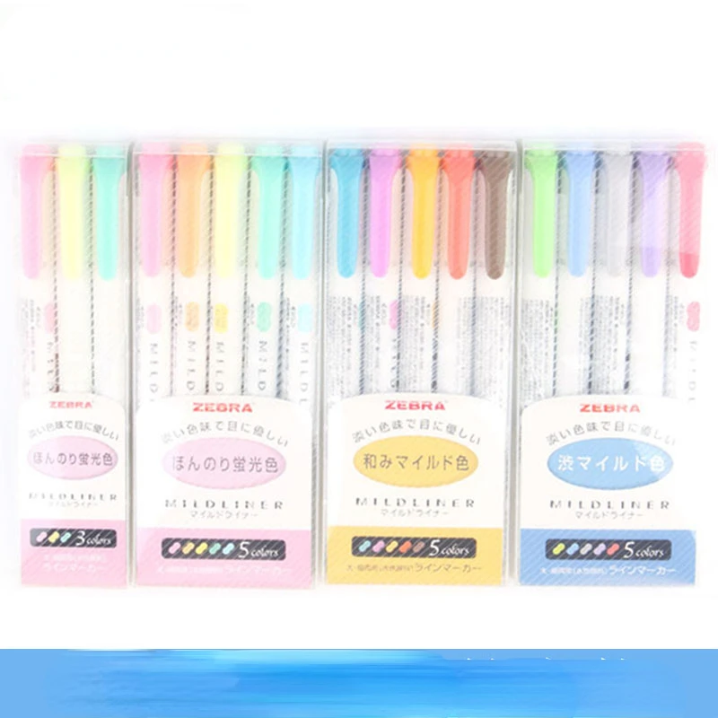 5pc/set WKT7 5color Double Tip Highlighter Twin Tip Markers Student Stationery Marker Pen School Supplies