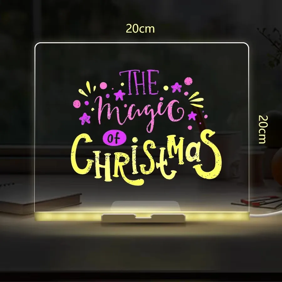 DIY Acrylic LED Light Board Erasable Glow Message Sign Whiteboard Fluorescent Modern Home Office Decor