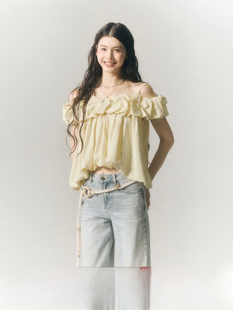 

SereneEase Retro Design oulder Bared ort Crop Top Summer New Sle Floral Print Strap Vest Women's Casual Faion Vest