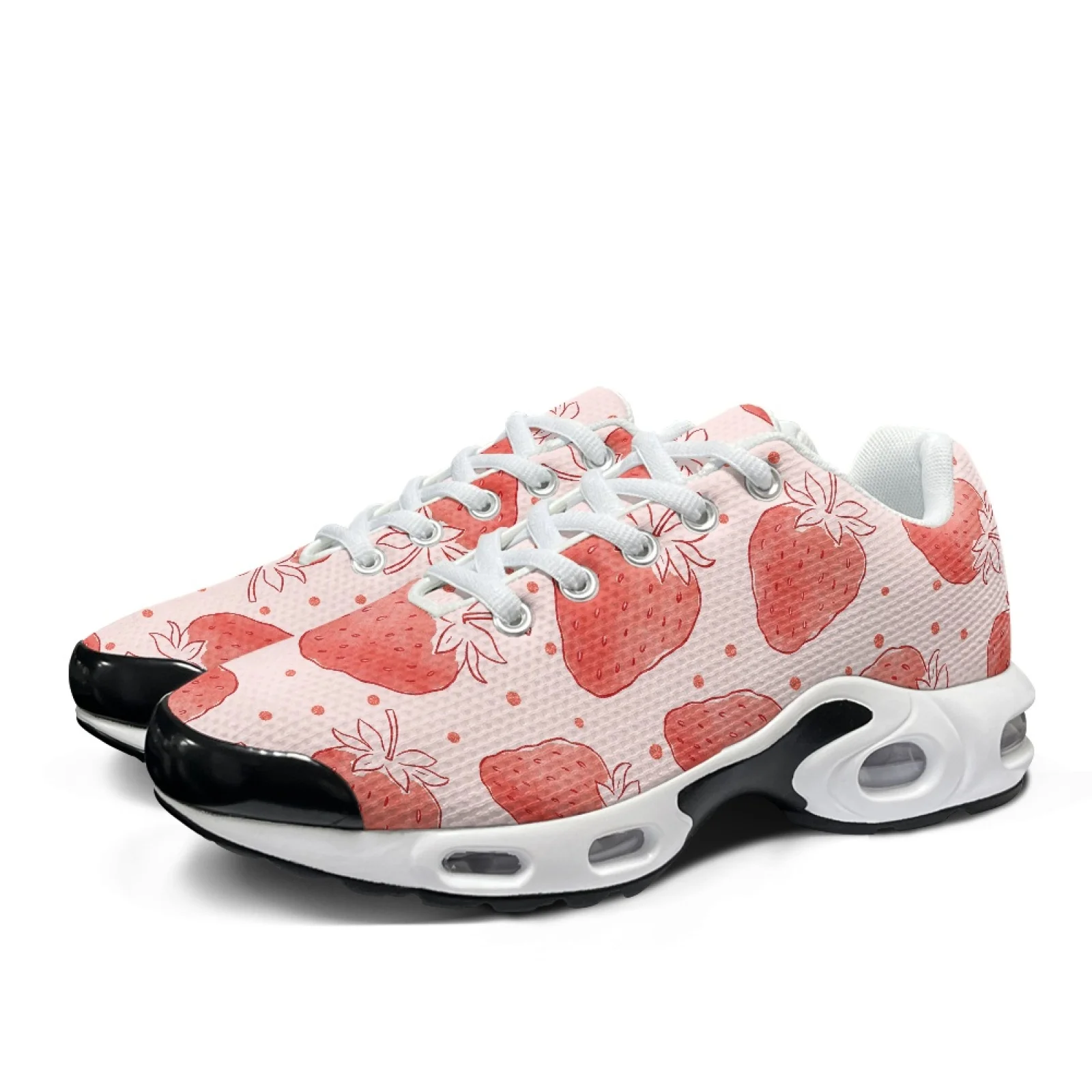 XIXIRIMIDO Air-Cushioned Sneaker Women's Running Shoes Men's Commuter Sport Lightweight Breathable Soft Comfortable Strawberries