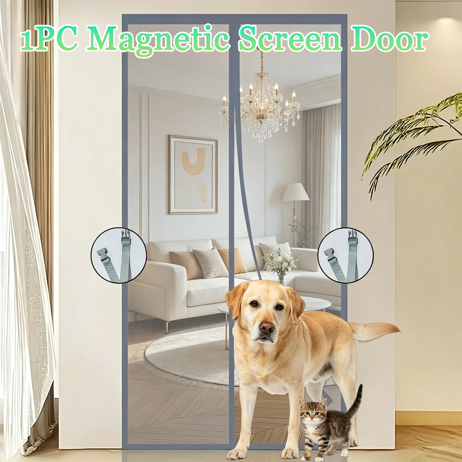 Practical Magnetic Screen Door, Drill‑Free Setup, Silent Magnet Closing, Blocks Insects While Keeping Indoor Air Circulating