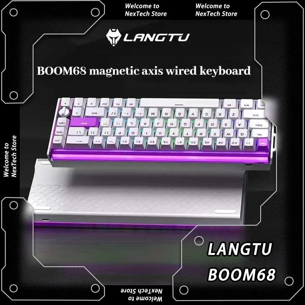 Langtu BOOM68 Беспроводная игровая механическая клавиатура Трехрежимный магнитный переключатель Клавиатура для киберспорта TCC RGB по индивидуальному заказу для ПК геймера