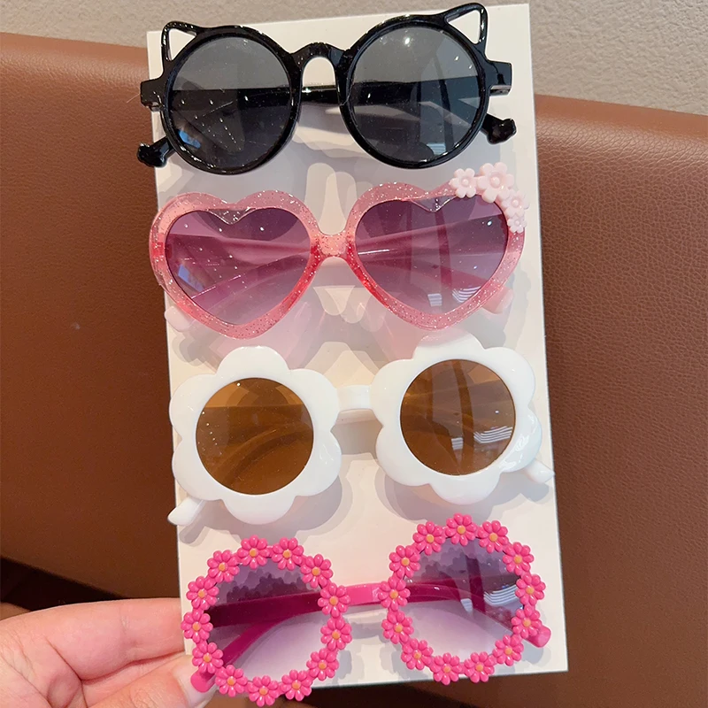1/4/8Pcs Boy Girl Cute Bear Frame Bowknot Flower Kids Children Fashion Glasses Eyewear view 6