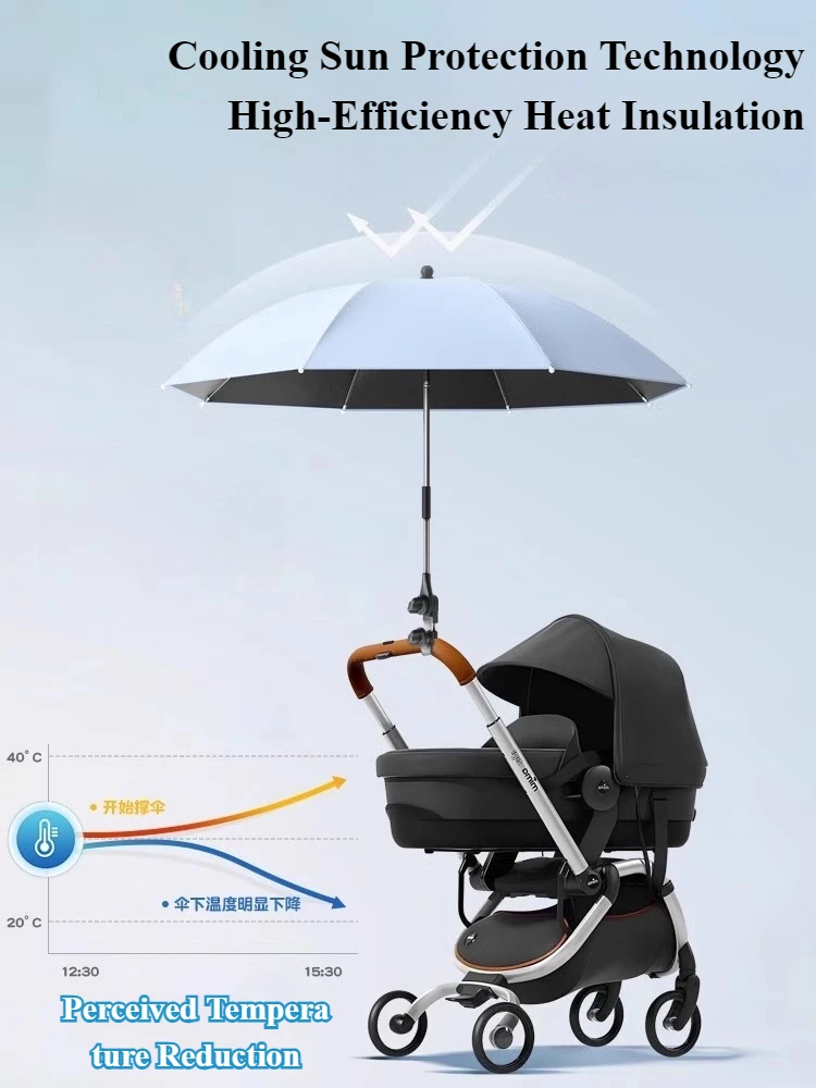 Eary قابل للتعديل جبل حامل عربة طفل ملحق عربة طفل مظلة حامل مظلة قابلة للطي الأشعة فوق البنفسجية حماية من الشمس غير نافذ للمطر