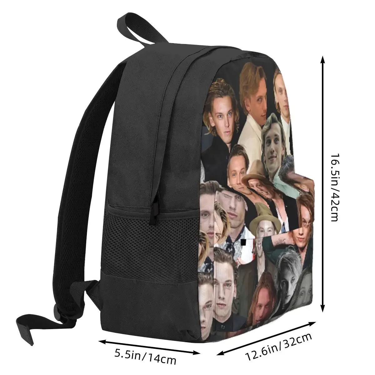 Jamie Campbell Bower Photo Collage Backpack Daypack Large Capacity Kids BookBag School Bag Shoulder Bags for Men Women