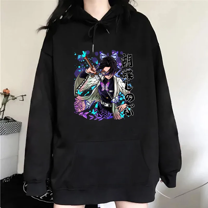 Funny Anime Kochou Shinobu Print Hoodie Fashion Women Casual Pullover Hoodies Ladies Sweatshirt