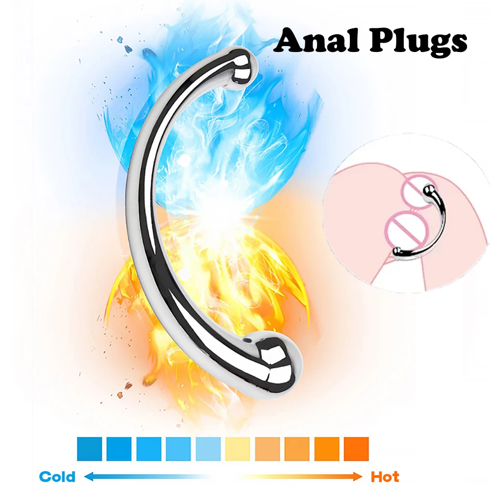 Double Ended Anal Hook Butt Plug Stainless Steel G Spot Wand Prostate Massage Stick Vagina Stimulator Sex Toys for Men Women