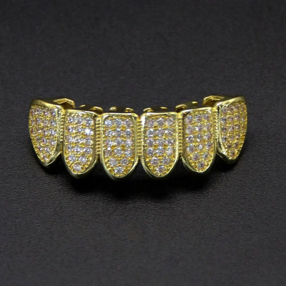 الهيب هوب الأسنان Grillz مجموعة تصميم قابل للإزالة العلوي والسفلي مجموعة شوايات الأسنان قبعات الأسنان جوفاء الزركون الهيب هوب الأسنان Grillz