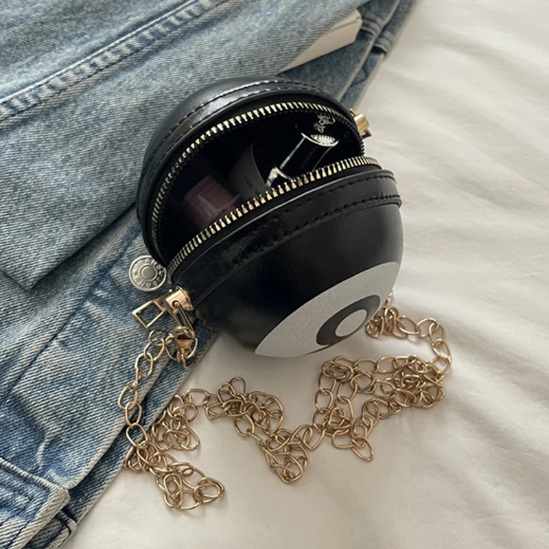 New Fashion Women's Crossbody Bag Exquisite Designe Ball Shape Shoulder Bag with Chain Shopping Travel Mini Storage Small Bags
