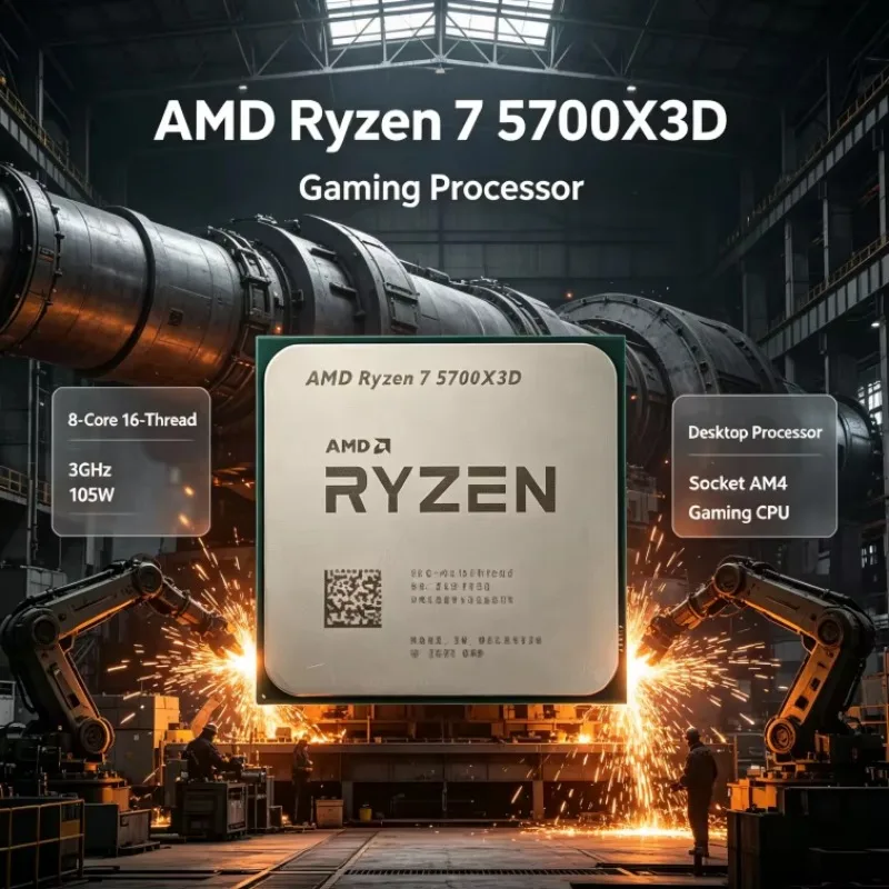 AMD R7 5700X3D Desktop Computer Processor 8 Cores 16 Threads 3.0GHz Up to 4.1GHz 105W Socket AM4 DDR4