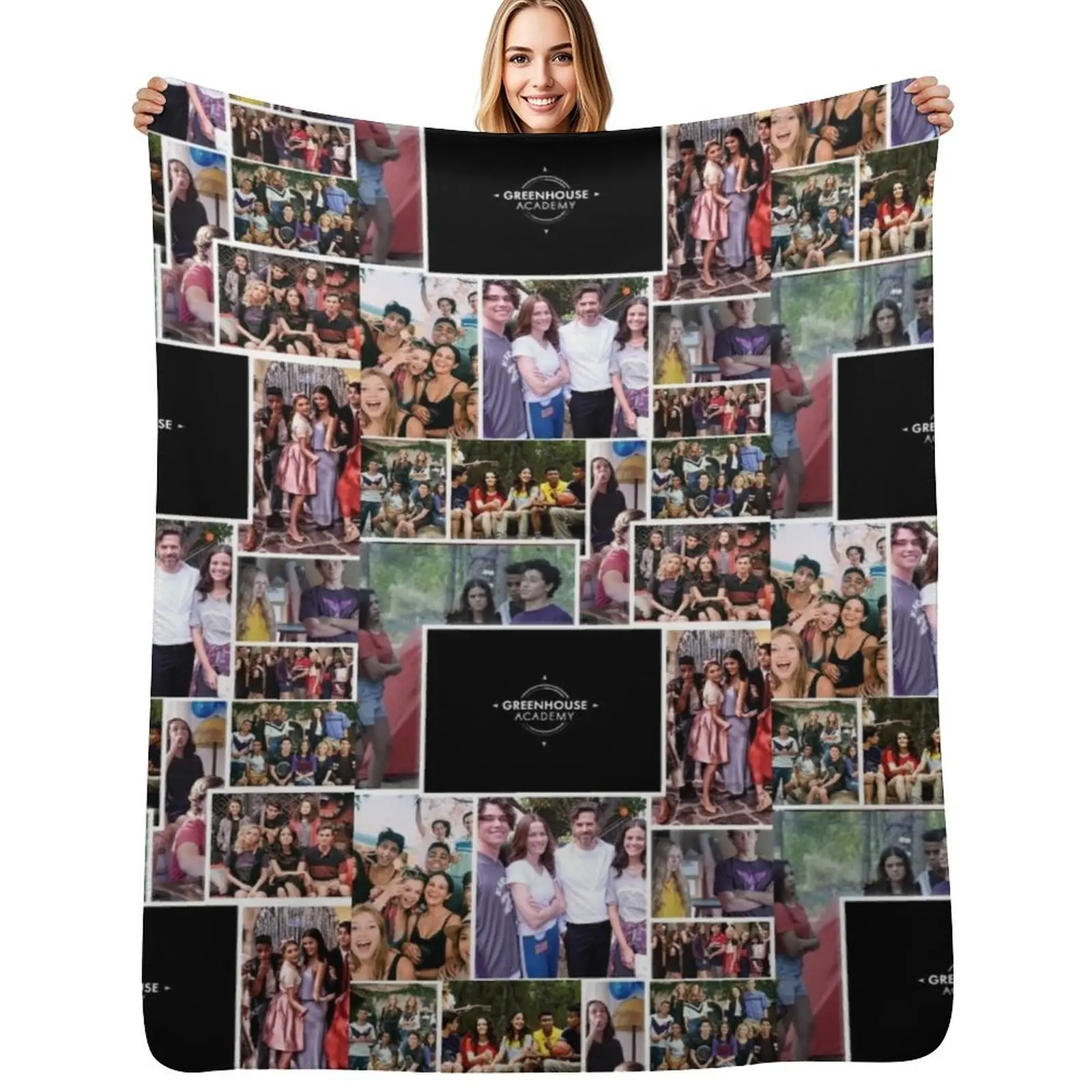 Greenhouse Academy Collage Throw Blanket Flannels Plush Personalized Gift Vintage Furrys Sofas Blankets