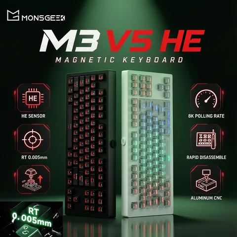 AKKO X MONSGEEK M3 V5 HE Keyboard 80% TKL Magnetic Switch RT0.005mm 8K USB Type-C/2.4g&BT5.0 Wireless Gaming Mechanical Keyboard