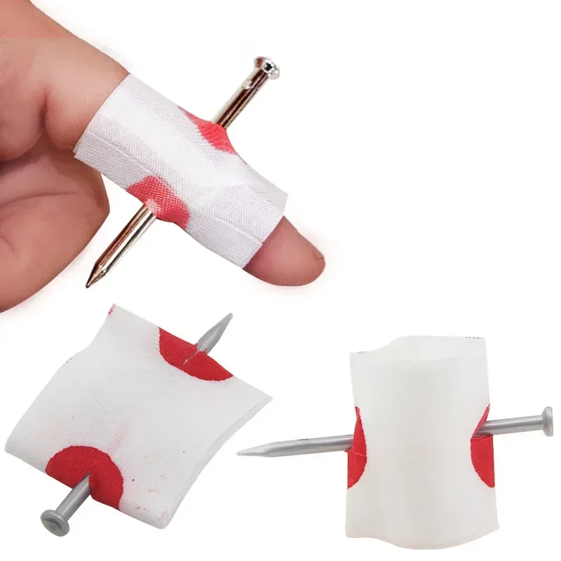 5Pcs Fool Toys Blood Prank Magic Prop Joke Fake Nail Through Finger Magic Funny Gadgets Magic Trick Toys