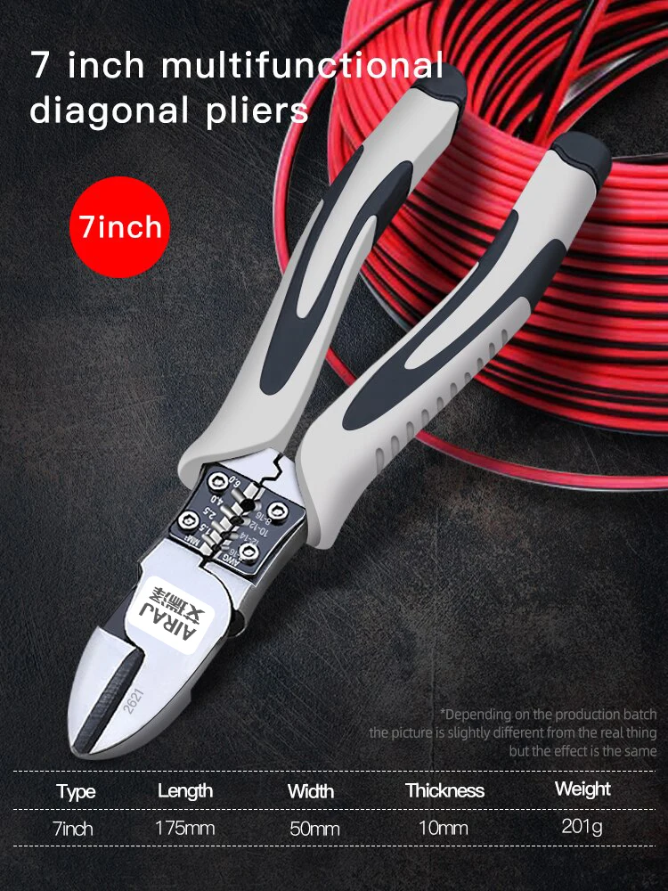 AIRAJ 7/8/9 Inch Wire Pliers Sharp Large Opening Stripping Pliers Industrial Grade Multifunctional Hardware Manual Tools