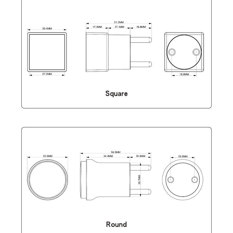 Round/Square Voltmeter Plug Type European Standard Direct Plug Universal  LED Digital Display Indicator AC220V/230V