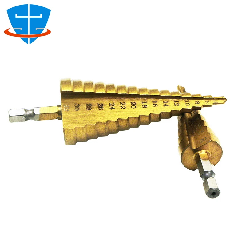 4-12mm 4-20mm 4-32mm HSS Titanium Coated Step Drill Bit High Speed Steel Metal Wood Enlarged Hole Cutter Cone Drilling Tool Sets