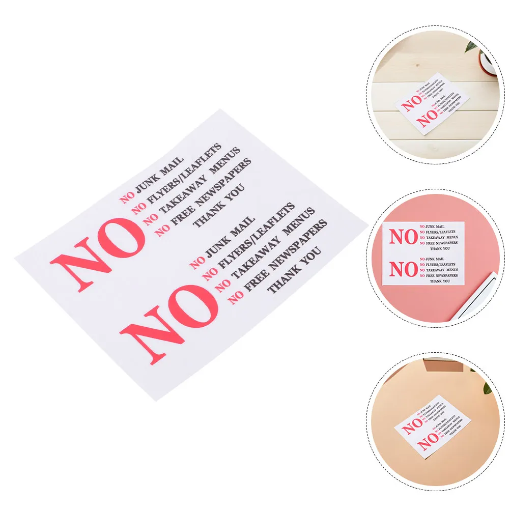 

5 Sheets No Junk Mail Sticker Elegant Weather Resistant PVC Mailbox Decal Self Adhesive Outdoor Waterproof Reminder for Home and