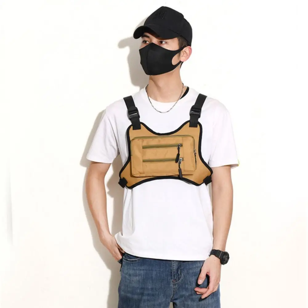 Adjustable Sports Vest Bag Multi-functional Lightweight MOLLE Chest Bag Oxford Cloth Water Resistant Running Vest Bag Men