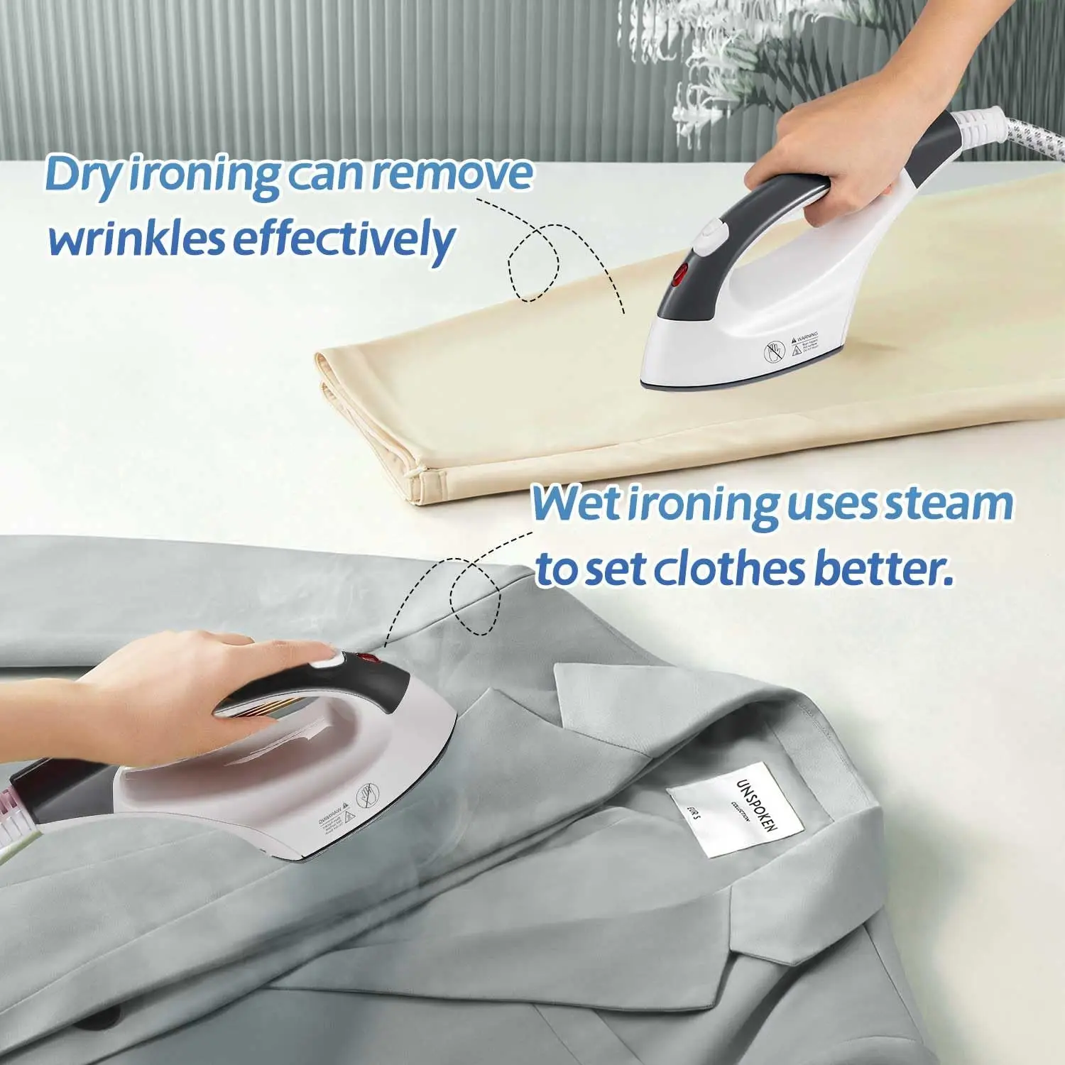 Garment Steamer for Clothes Suitable For All Fabric Types, Flat Hanging Iron Rapid Heats in 25s for 1 Hour Powerful Steam