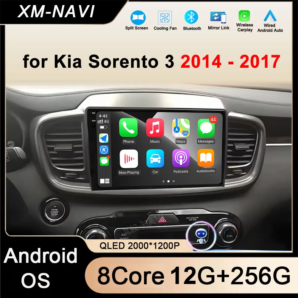 

GPS-навигация Android 16 Автомобильный радиоприемник Мультимедийный плеер для Kia Sorento 3 2014-2017 Carplay Беспроводной 10,1-дюймовый 4G BT WiFi Инструменты
