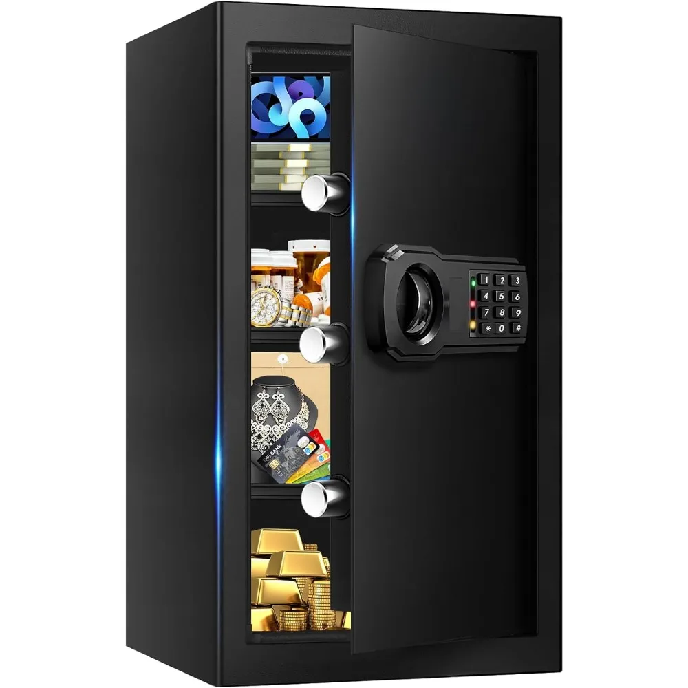 Extra Large Fireproof Home Safe Digital Keypad Three Shelves Anti Theft Waterproof Money Document Steel Box